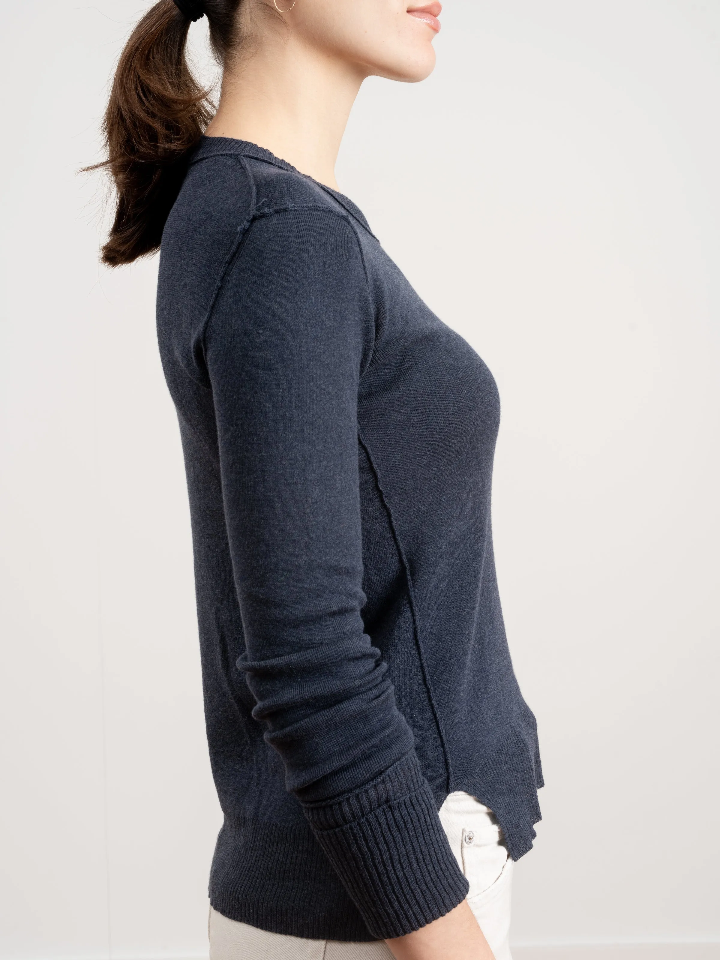 cotton cuffed crewneck sweater