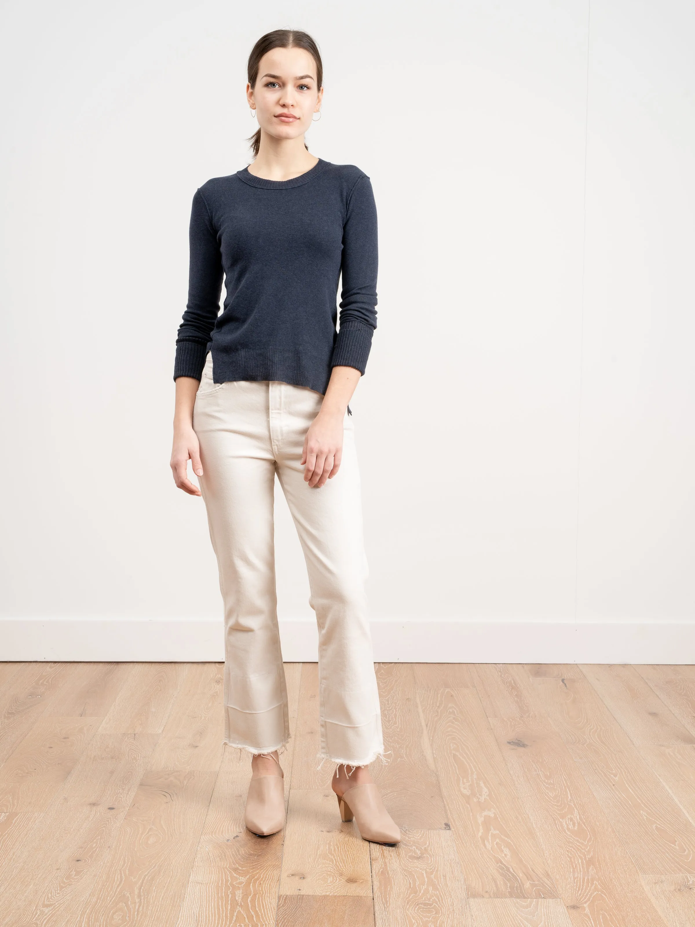 cotton cuffed crewneck sweater