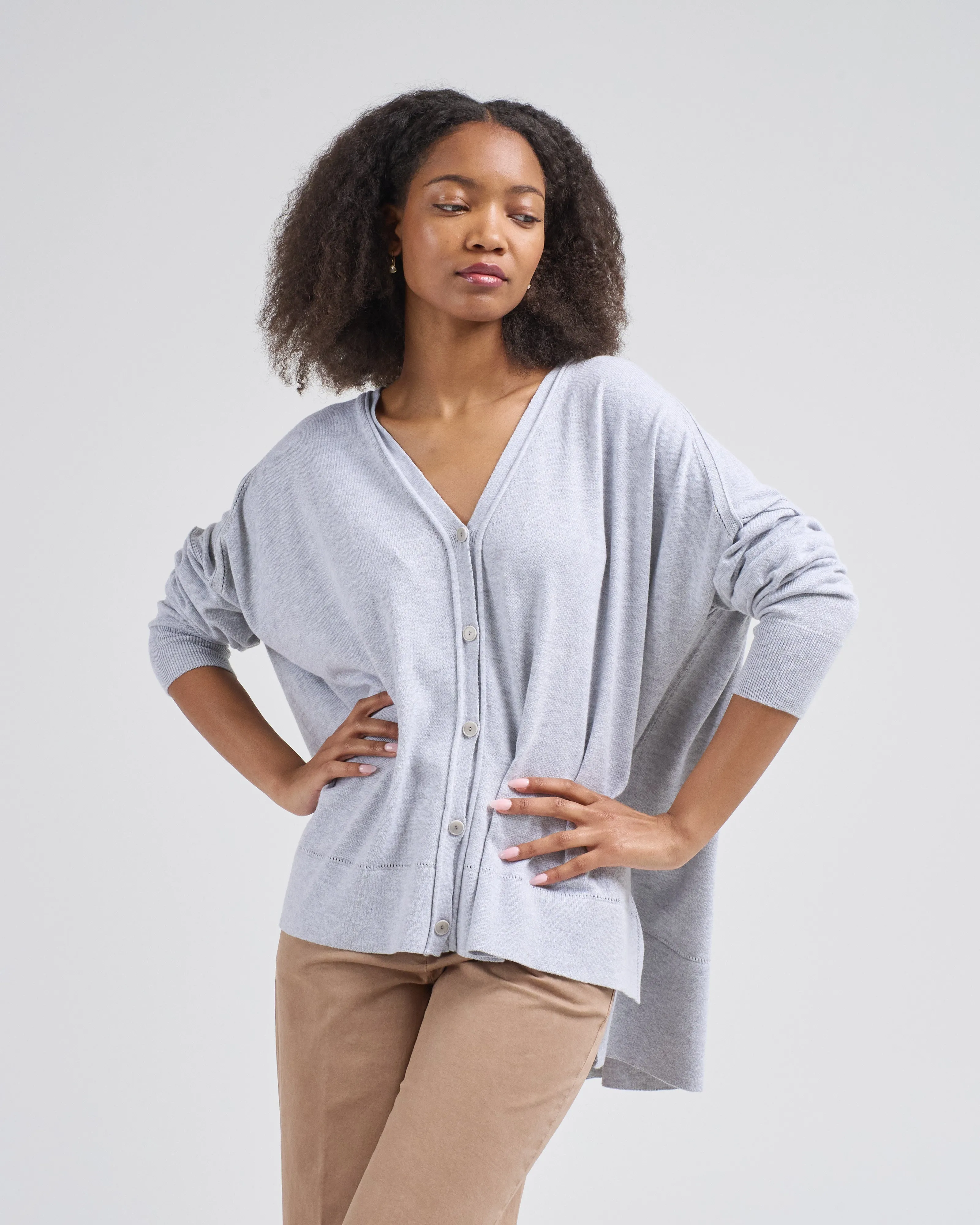 cotton pointelle cardigan