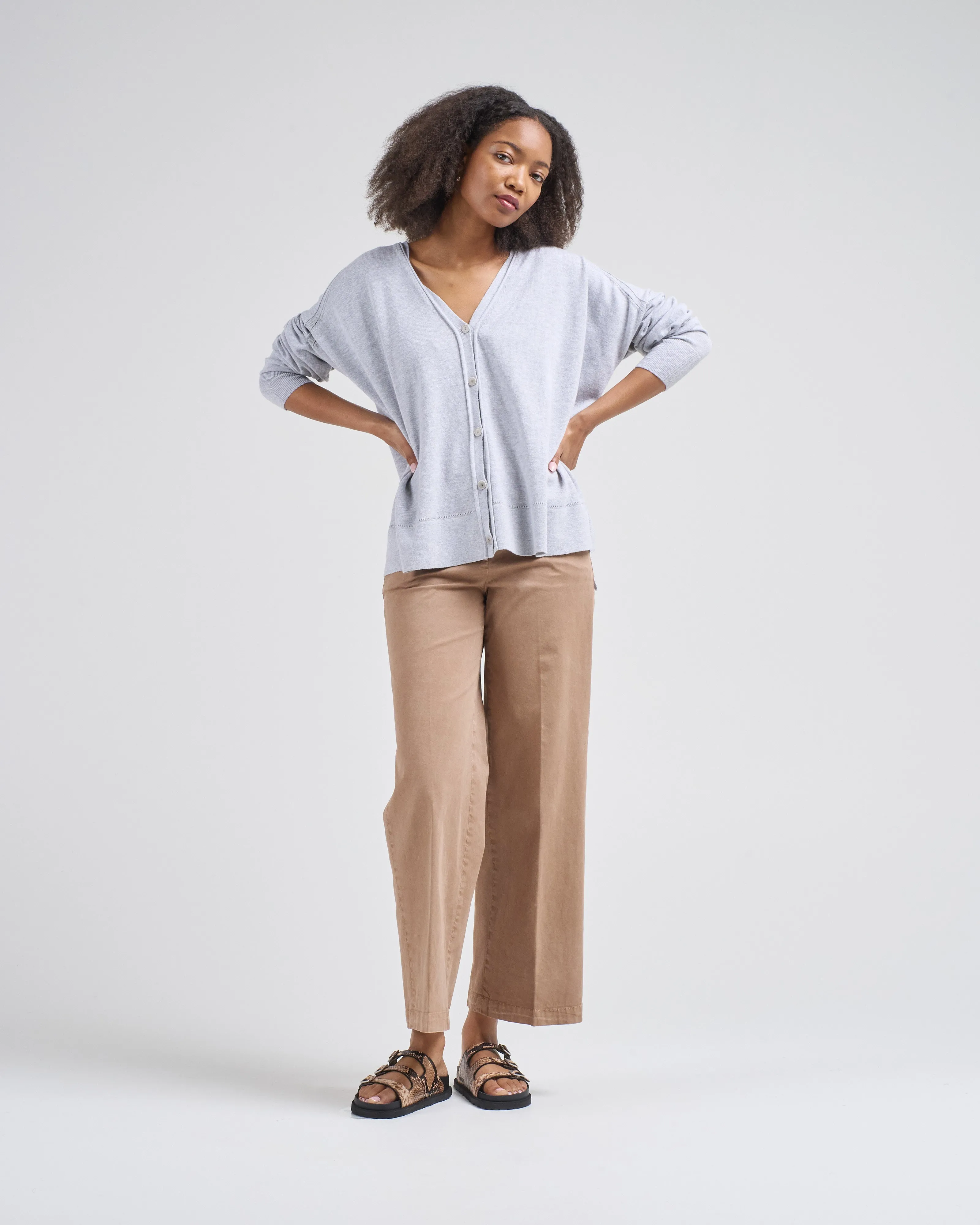 cotton pointelle cardigan