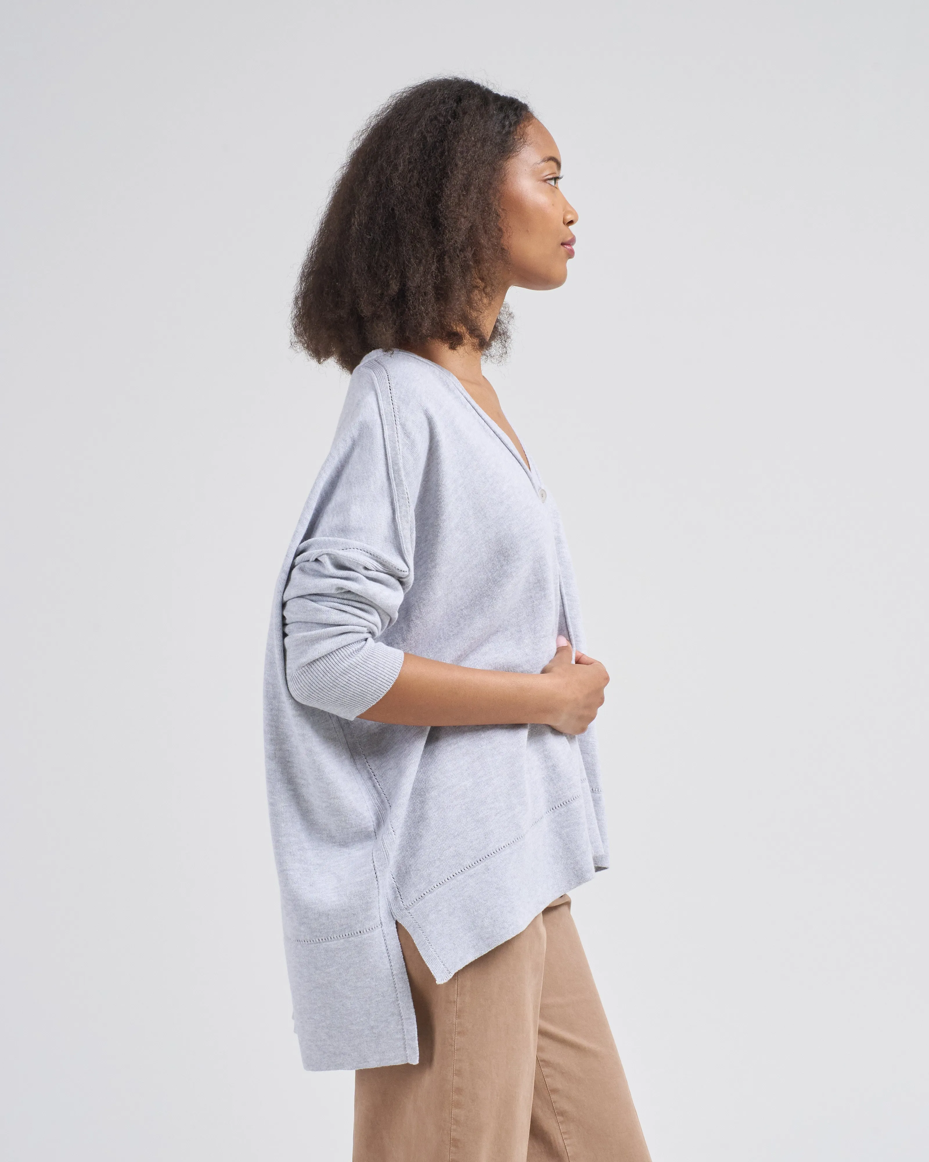 cotton pointelle cardigan