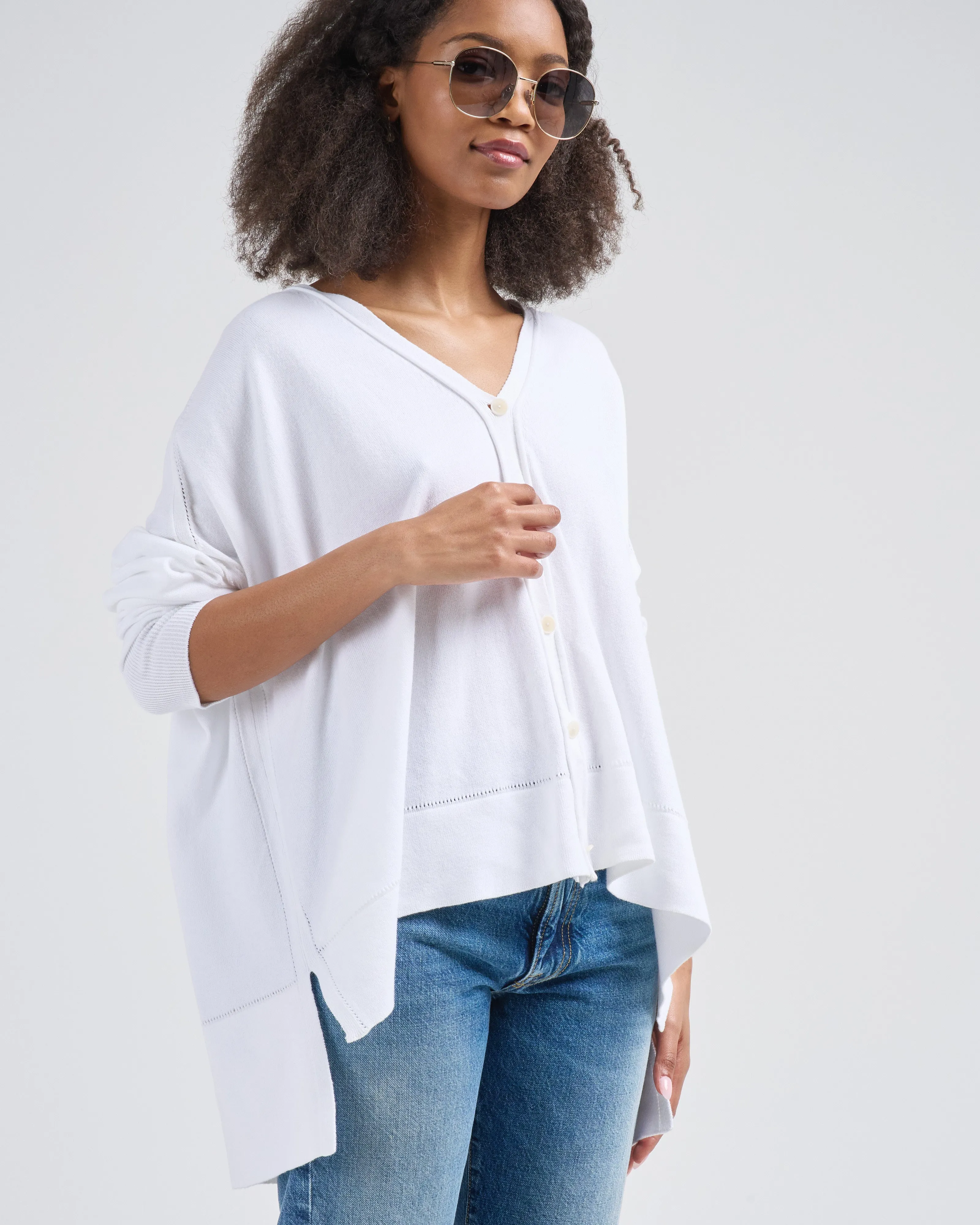 cotton pointelle cardigan