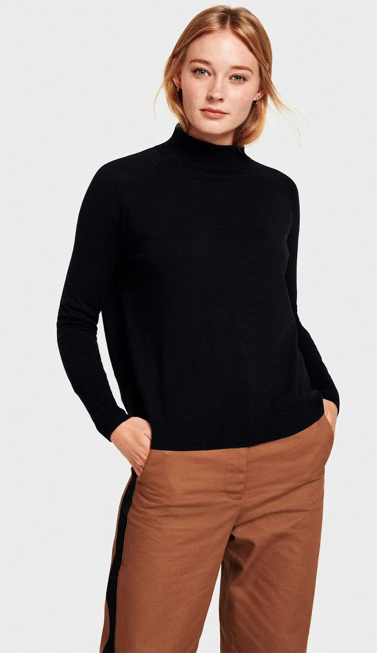 Cotton Silk Raglan Turtleneck