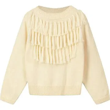 Cream Fringe Knit Sweater..