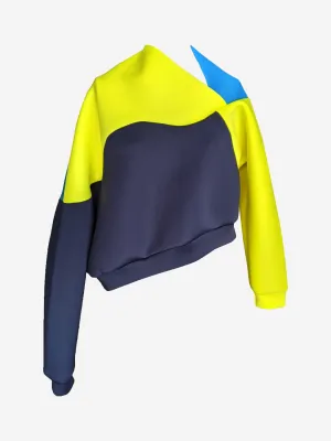 Cropped Tilt Block Sweater Citrine