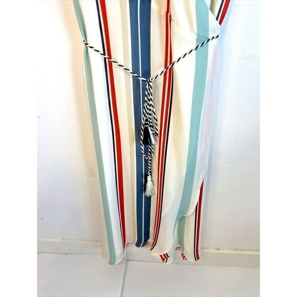 Cupcakes and Cashmere Perelli Stripe Wrap Midi dress womans small 4th of July