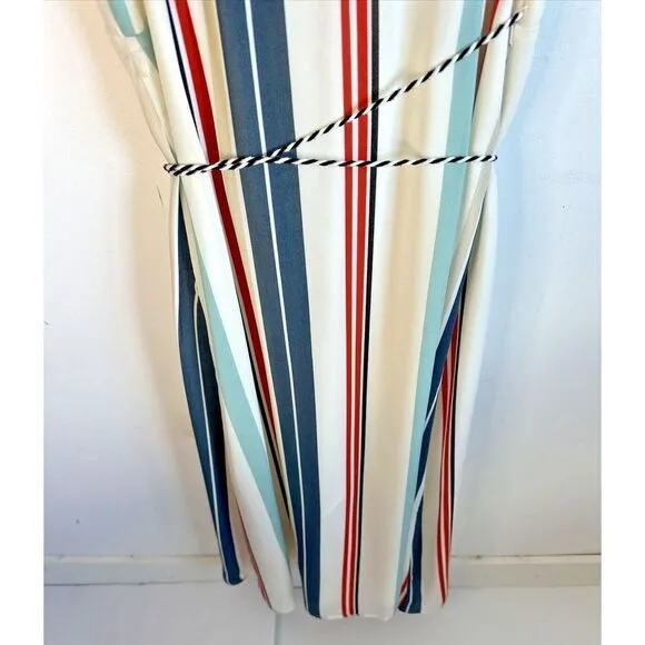 Cupcakes and Cashmere Perelli Stripe Wrap Midi dress womans small 4th of July