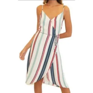 Cupcakes and Cashmere Perelli Stripe Wrap Midi dress womans small 4th of July