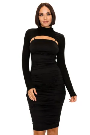 Día y Noche Midi Dress Set - Black