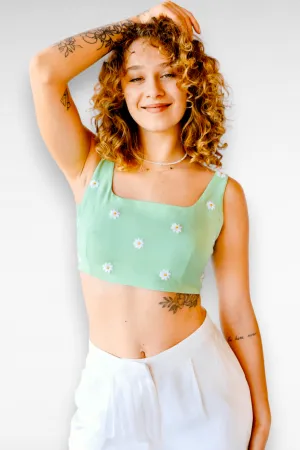 Daisy embroidered tank top