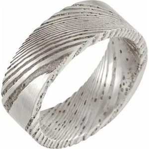 Damascus Steel Flat Patterned Band STST4 - 6 mm - 8 mm