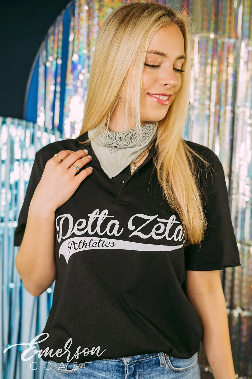 Delta Zeta Athletics Black Henley