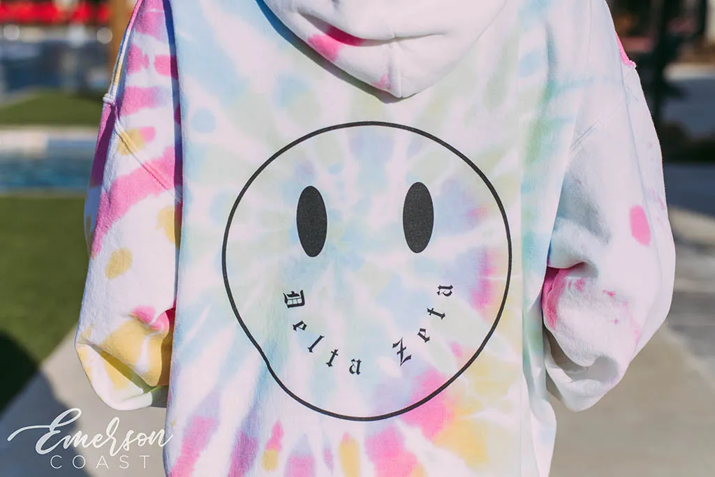 Delta Zeta Beta Xi Tie Dye Smiley Face Hoodie