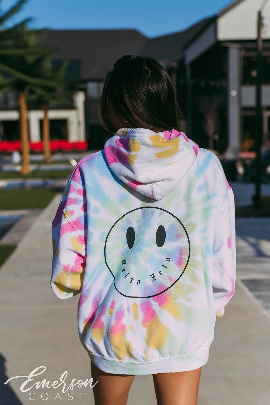 Delta Zeta Beta Xi Tie Dye Smiley Face Hoodie