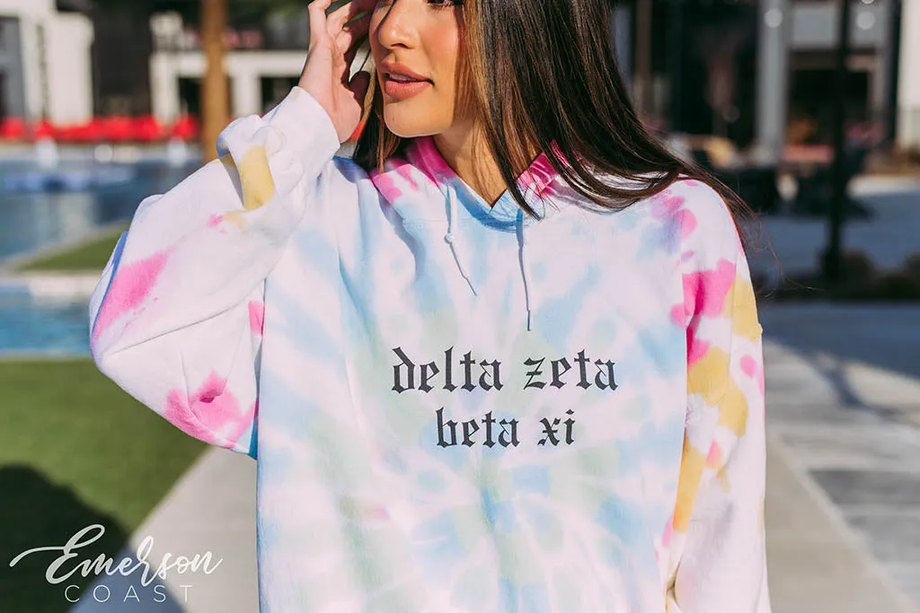 Delta Zeta Beta Xi Tie Dye Smiley Face Hoodie