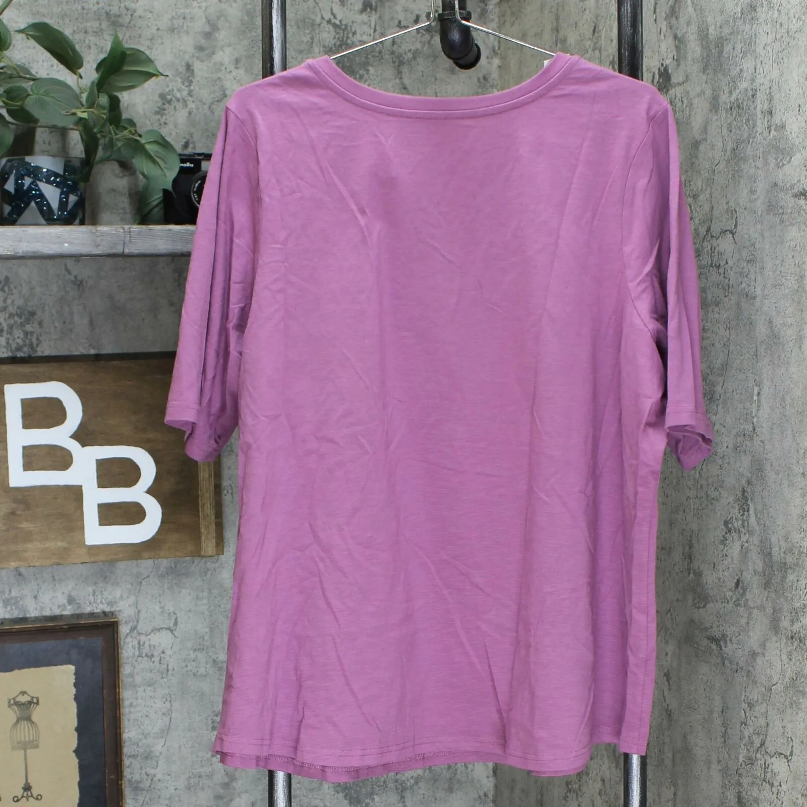 Denim & Co. Plus Size Essentials Elbow Sleeve Textured Knit Henley Top