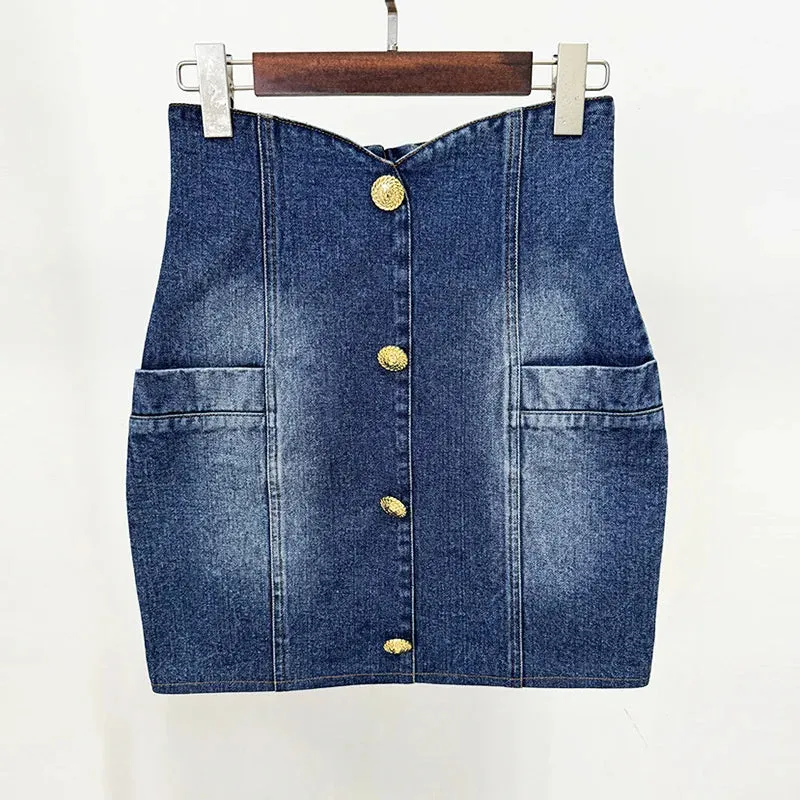 Denim Jacket  Hip Mini Jean Skirt Two Pieces