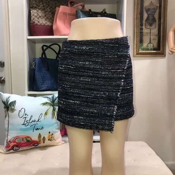 Diane Von Camellia Tweed Faux Wrap Skirt