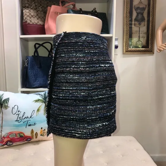 Diane Von Camellia Tweed Faux Wrap Skirt