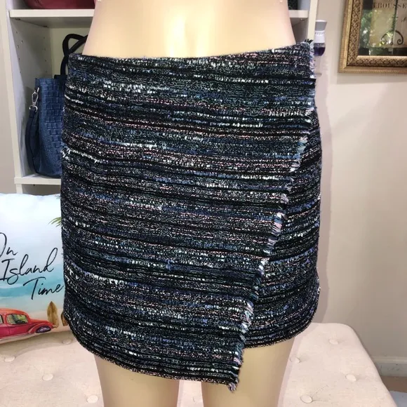 Diane Von Camellia Tweed Faux Wrap Skirt