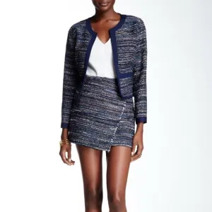 Diane Von Camellia Tweed Faux Wrap Skirt