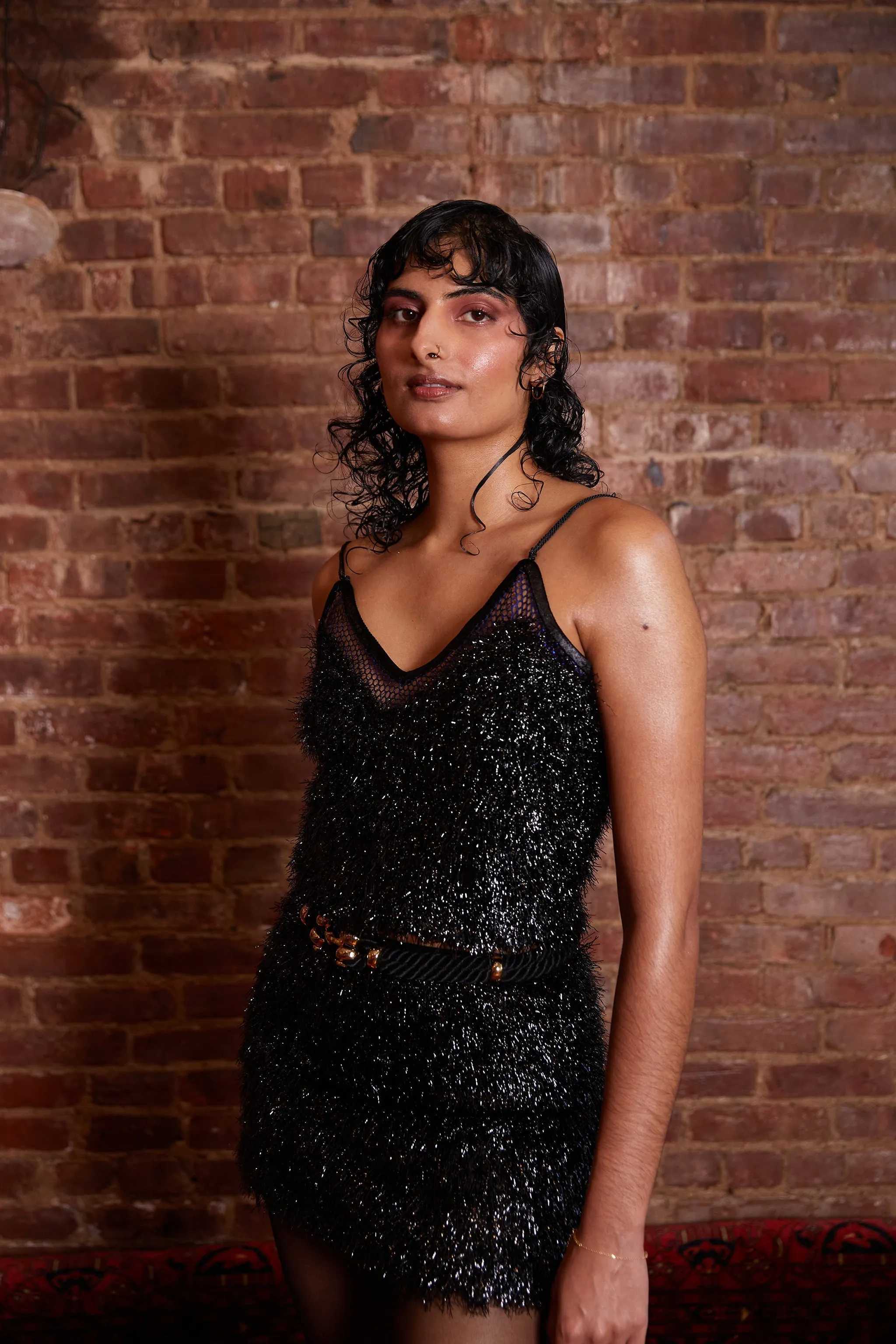 Disco Frill Mini Skirt - Black