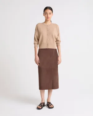 Double-sided velour lamb leather skirt