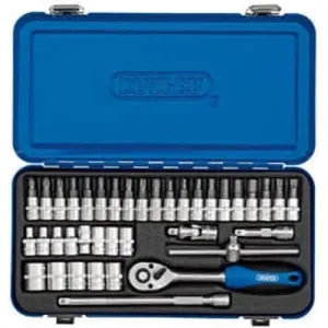 Draper 16366 Metric Socket Set In Metal Case, 1/4" Sq. Dr. (38 Piece) Dr-16366