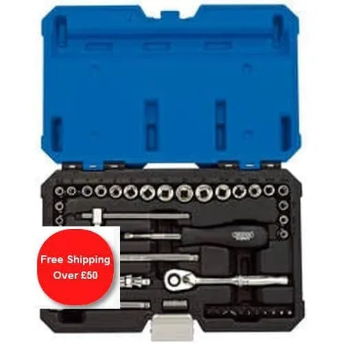 Draper 16464 Combined Mm/Af Socket Set, 1/4" Sq. Dr. (40 Piece) Dr-16464