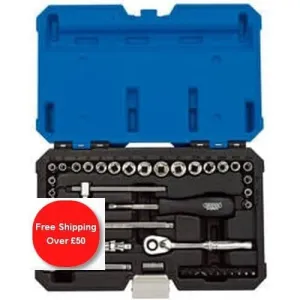 Draper 16464 Combined Mm/Af Socket Set, 1/4" Sq. Dr. (40 Piece) Dr-16464