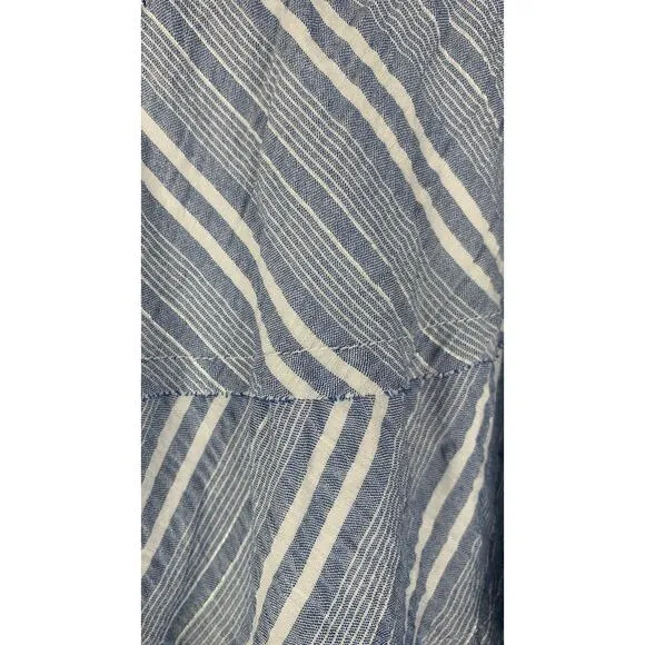 DREW Logan Tiered Ruffle Mini Skirt Womens Medium Indigo Blue Metallic