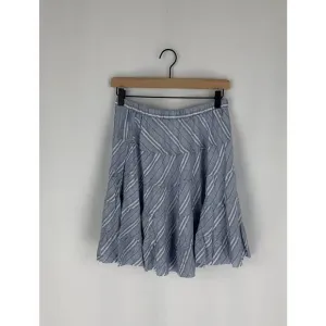 DREW Logan Tiered Ruffle Mini Skirt Womens Medium Indigo Blue Metallic
