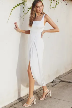 Dull Satin Square Neck Maxi Dress