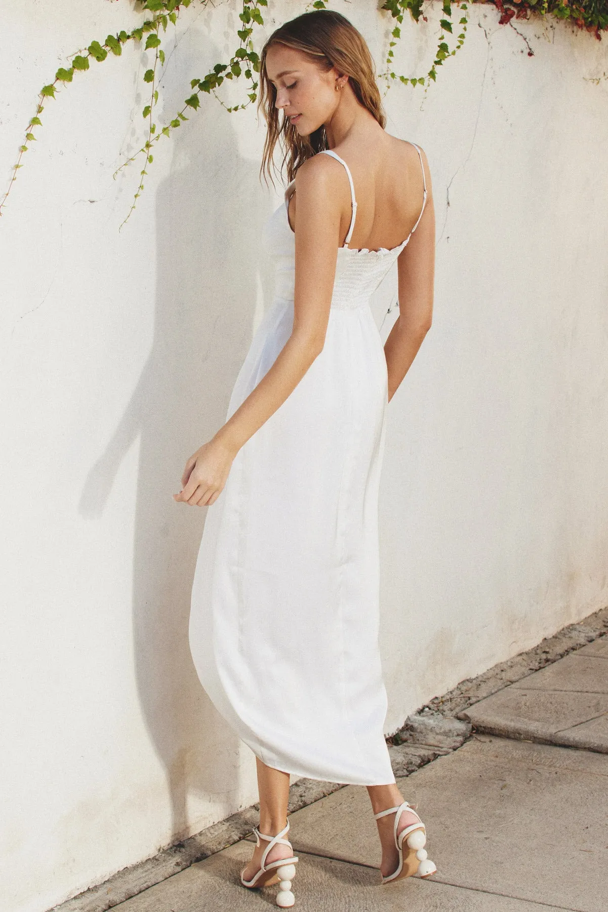 Dull Satin Square Neck Maxi Dress