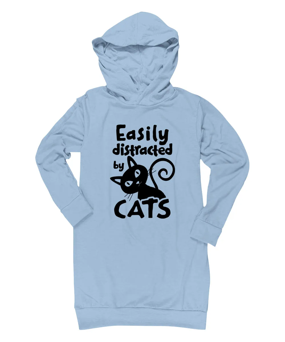 'Easily Distracted by Cats' Hoodie Dress