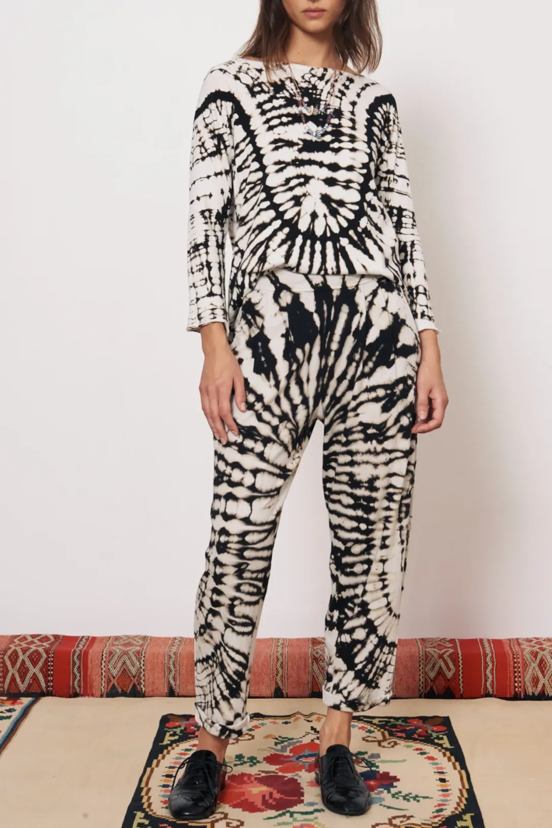 Easy Cuff Pant | Black/Dirty White