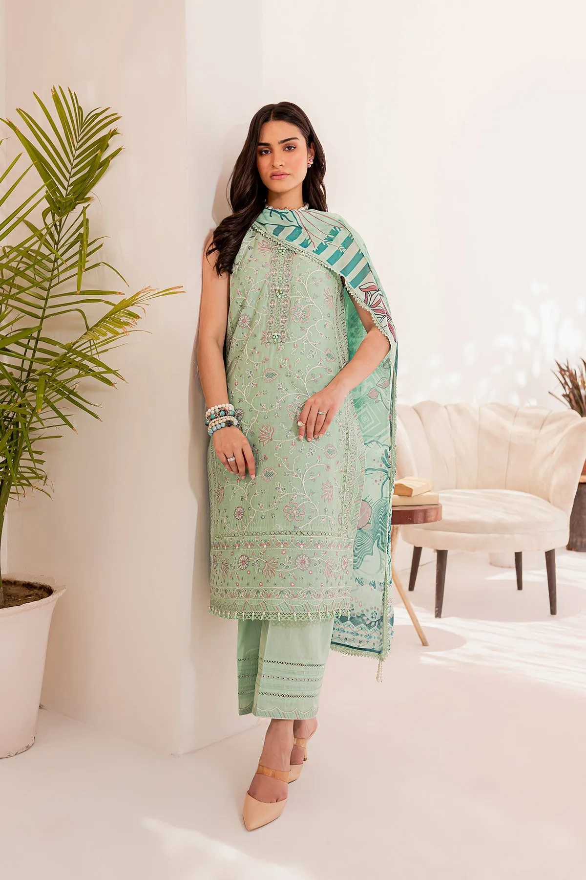 Eden Bloom| Farasha Mehak Festive Lawn SS 23 | Unstitched Embroidered Collection