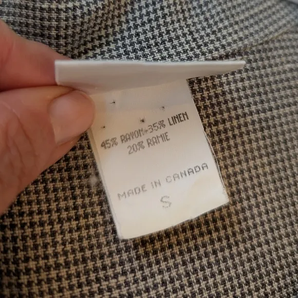 Eileen Fisher Linen Blend Houndstooth Skirt Suit S