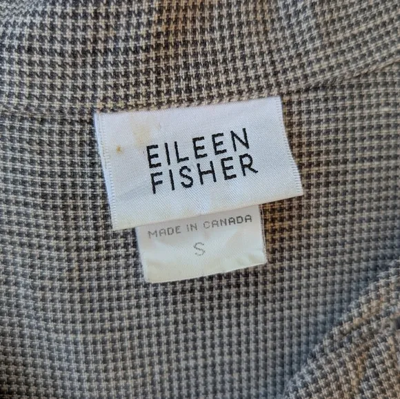 Eileen Fisher Linen Blend Houndstooth Skirt Suit S