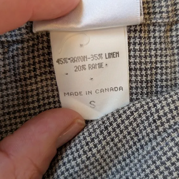 Eileen Fisher Linen Blend Houndstooth Skirt Suit S