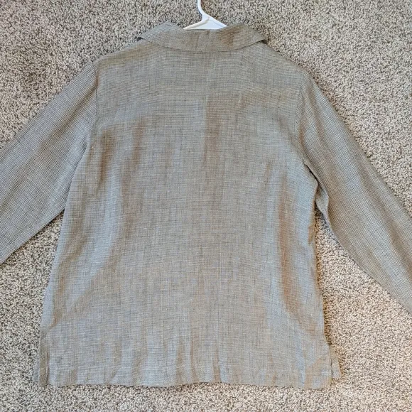 Eileen Fisher Linen Blend Houndstooth Skirt Suit S