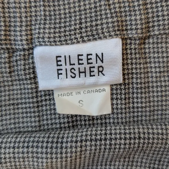 Eileen Fisher Linen Blend Houndstooth Skirt Suit S