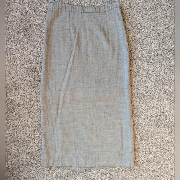 Eileen Fisher Linen Blend Houndstooth Skirt Suit S