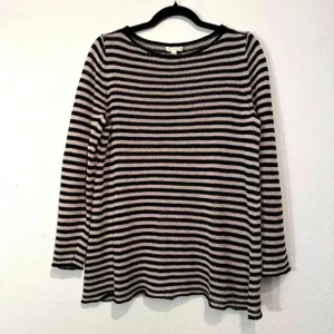 Eileen Fisher Organic Linen Striped 3/4” Sleeve Sweater size M