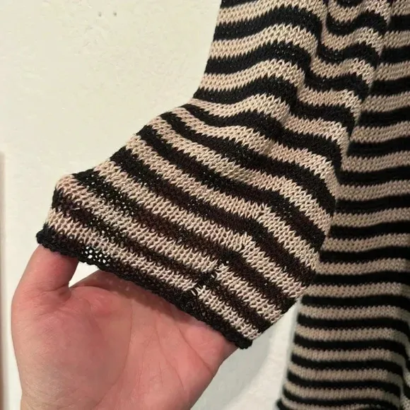 Eileen Fisher Organic Linen Striped 3/4” Sleeve Sweater size M