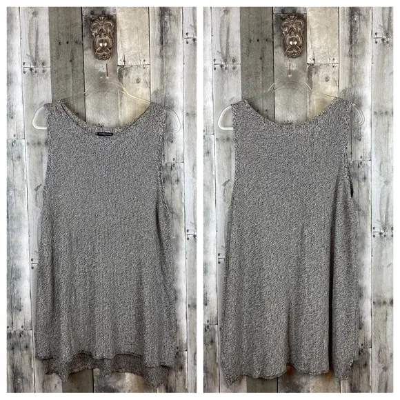 Eileen Fisher Woman Long Knit Sweater Tunic Tank in Black White Heather Size 1X.