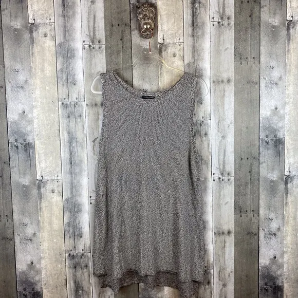 Eileen Fisher Woman Long Knit Sweater Tunic Tank in Black White Heather Size 1X.