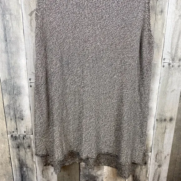 Eileen Fisher Woman Long Knit Sweater Tunic Tank in Black White Heather Size 1X.