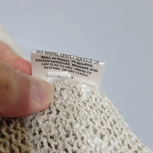 Eileen Fisher Women's Medium Italian Yarn Open Knit Sweater Linen Cotton Knit Cr