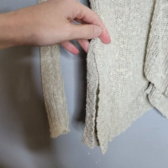 Eileen Fisher Women's Medium Italian Yarn Open Knit Sweater Linen Cotton Knit Cr